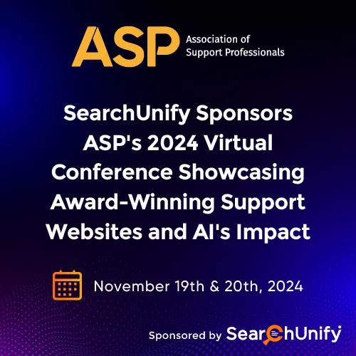 SearchUnify Sponsors ASP’s 2024 Virtual Conference Showcasing Award-Winning Support Websites and AI’s Impact