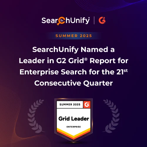 SearchUnify Named a Leader in G2 Grid® Report for Enterprise Search for the 21st Consecutive Quarter