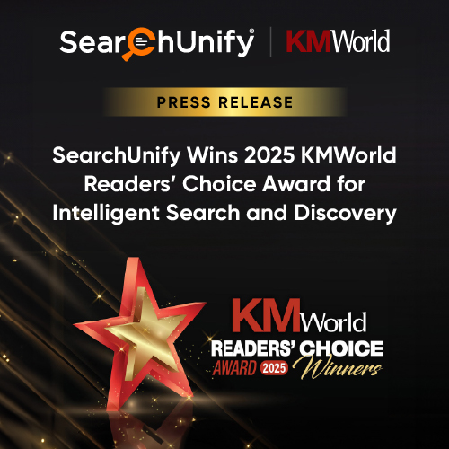 SearchUnify Wins 2025 KMWorld Readers’ Choice Award for Intelligent Search and Discovery